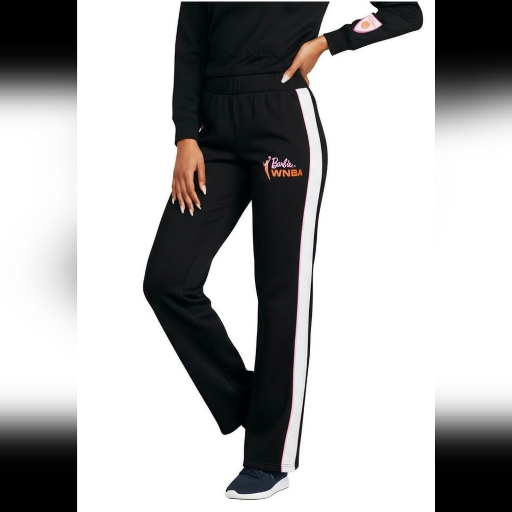 Joggers Barbie WNBA Graphic Women's Large Black Fleece Joggers pants